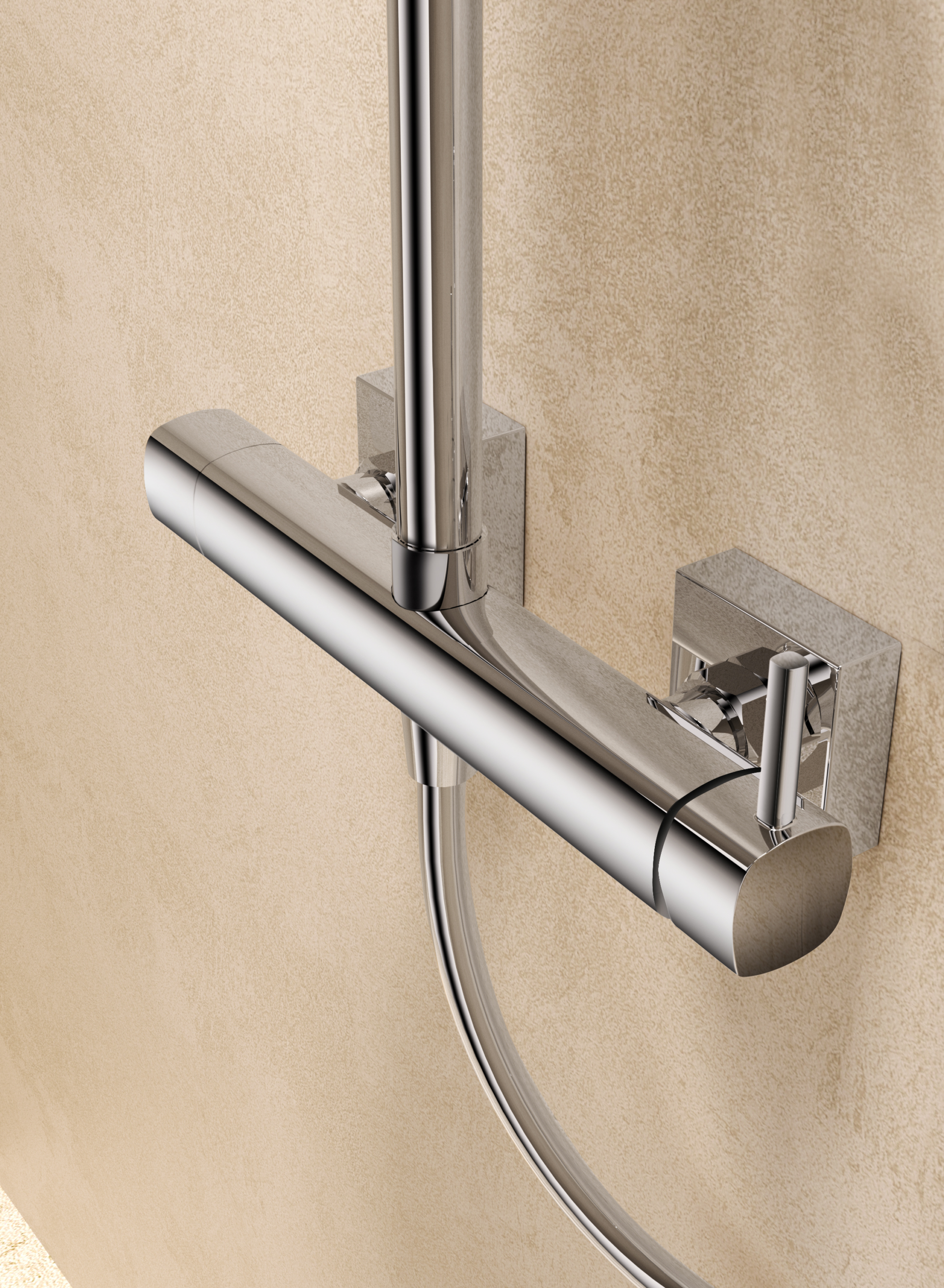 Toscana Matte Black Single Lever Shower Set, in a bathroom setting