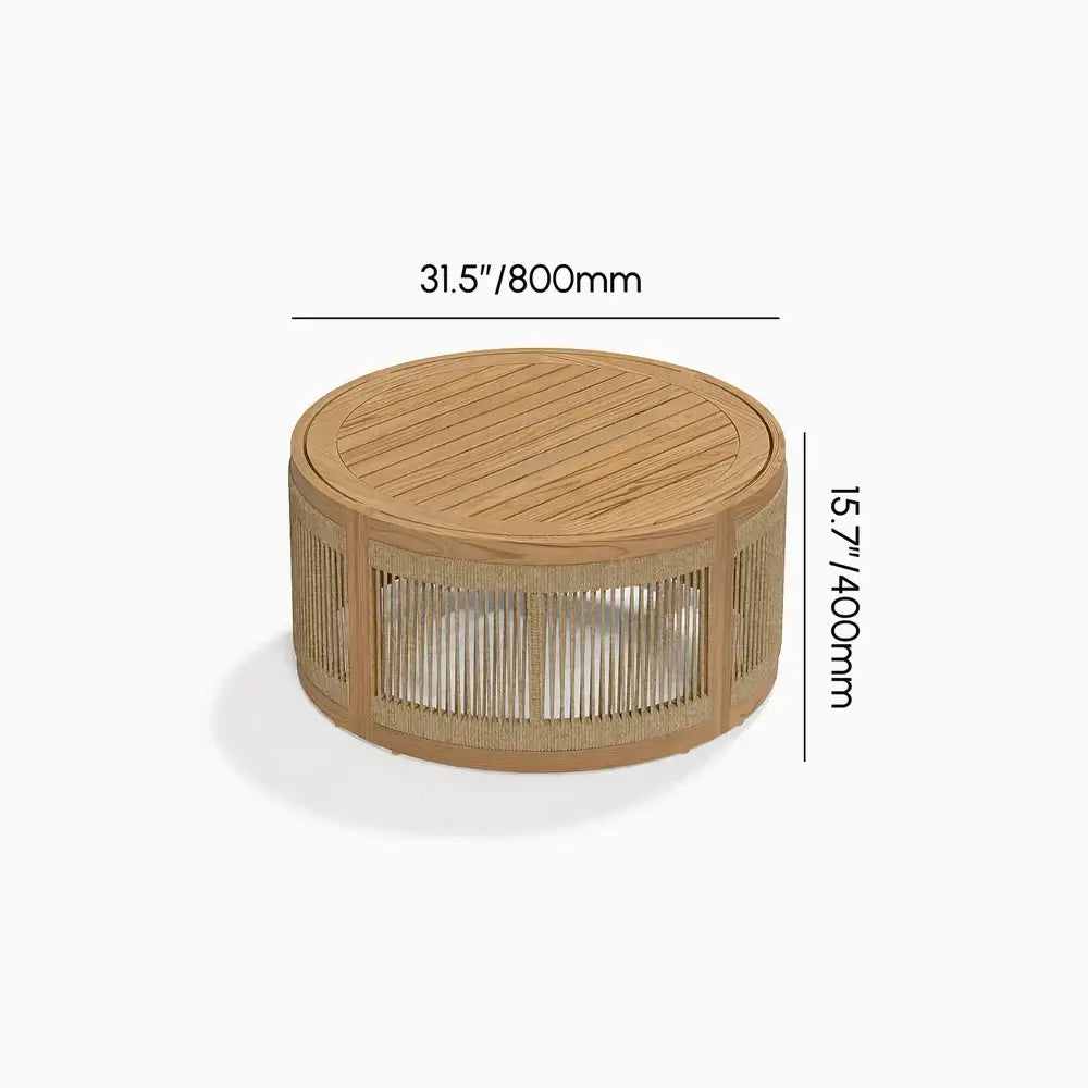 4 Pieces Teak Hand Woven Rope Outdoor Sofa Set - Beige - Sofa