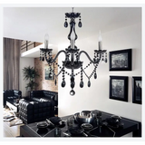 Black Crystal Tears Chandelier Lamp - 3 Arm Lights / Without Lampshades - Chandelier