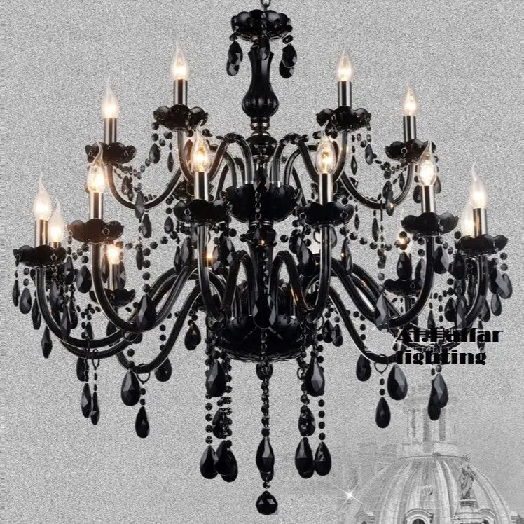 Black Crystal Tears Chandelier with 8 Adjustable Arm Lights - view 3