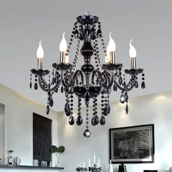 Black Crystal Tears Chandelier with 8 Adjustable Arm Lights - view 5