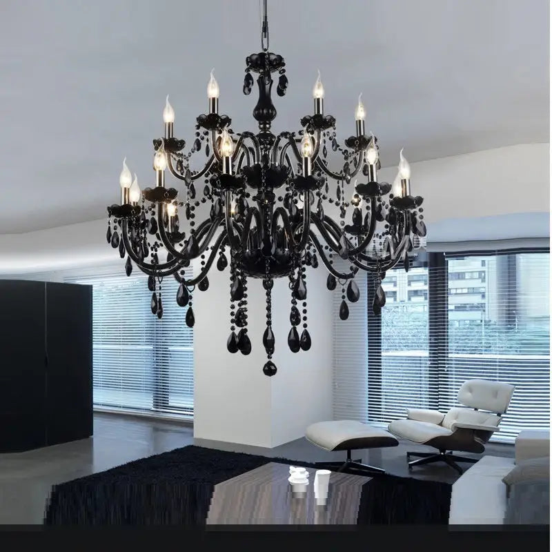 Black Crystal Tears Chandelier with 8 Adjustable Arm Lights - view 4