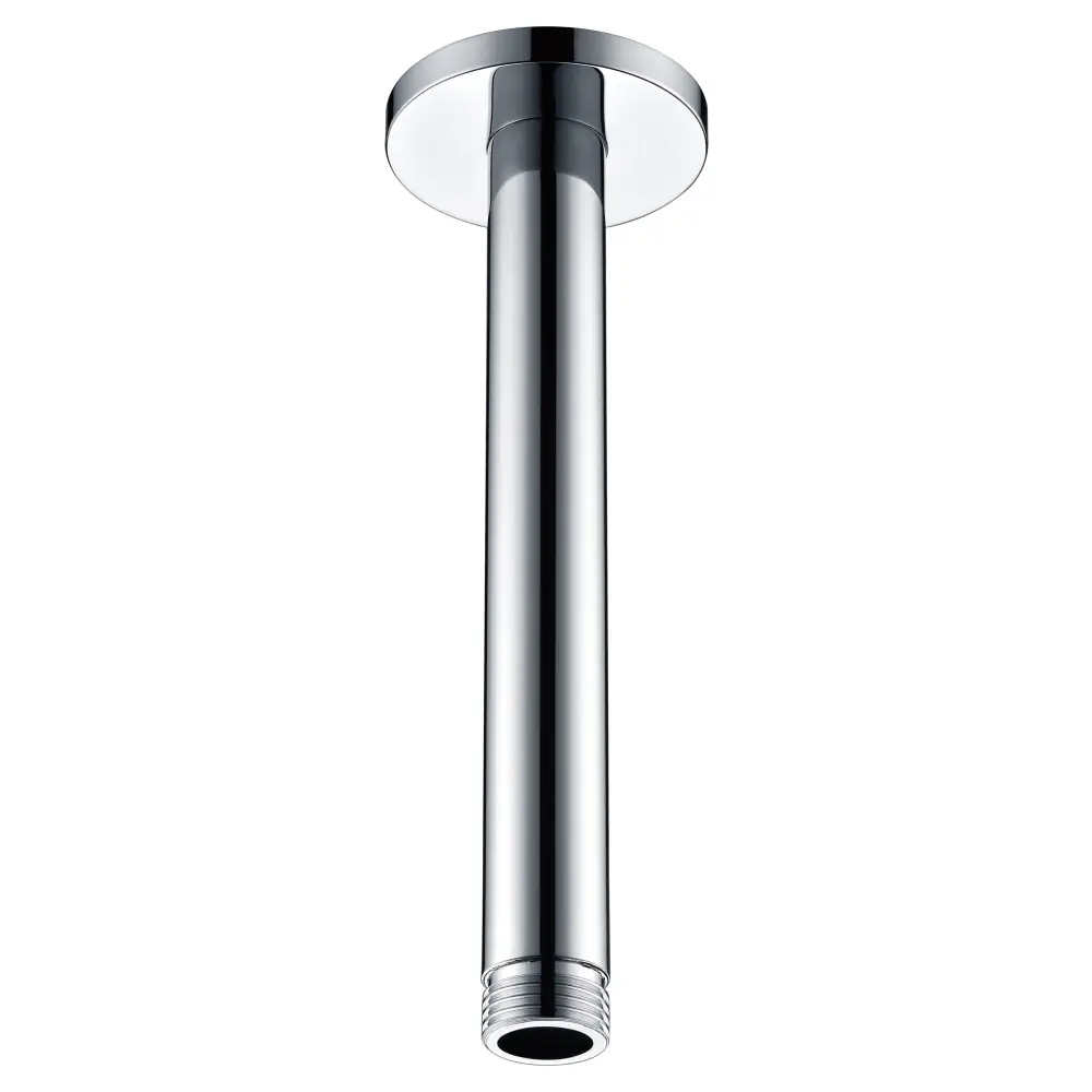 Chrome round modern shower arm for bathroom ceiling installation
