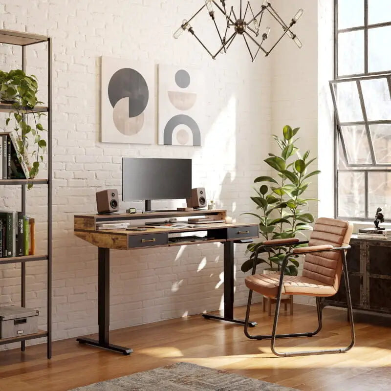 Brooklyn A led electric Standing Desk With Drawers - Desk > Standing Desk