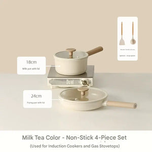 8 Piece Ceramic Non Stick Cookware Pot Pan Set - Tea non-stick pan 4-piece set - Cookware set