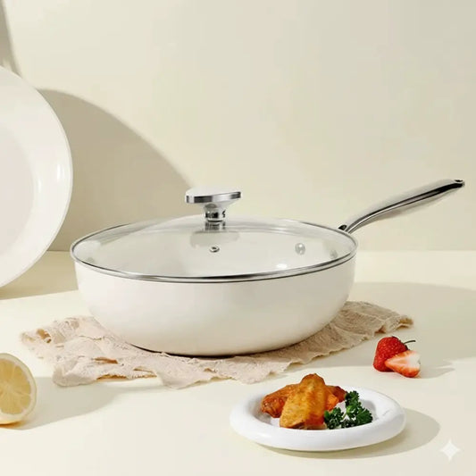 Ceramic Non Stick Glass Lid Frying Pan - 30cm - Cookware set