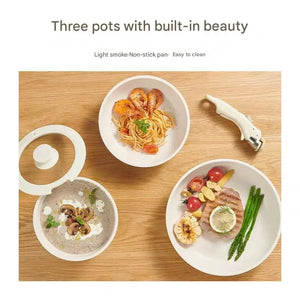 Ceramic Removable Non Stick Cookware Handle Frying Pot Set - Cookware set