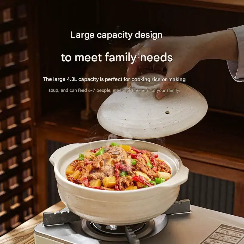 Ceramic Single Serving Stone Cookware Pot - White - Cookware set