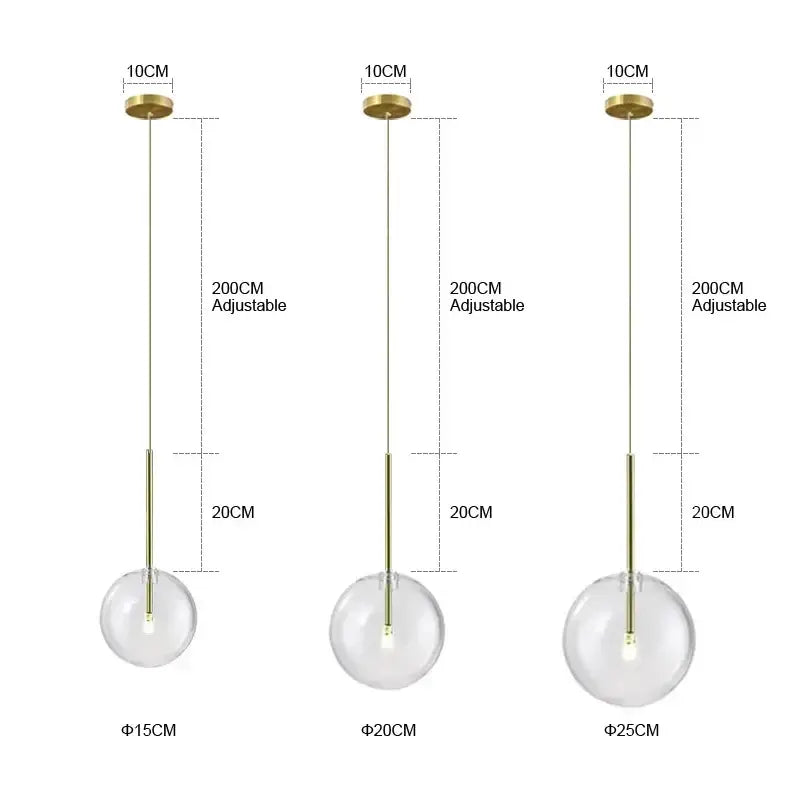 Clear Glass Ball Bedside Pendant Hanging Lamp - Pendant Lamp