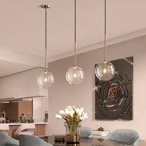 Clear Glass Ball Bedside Pendant Hanging Lamp - Pendant Lamp