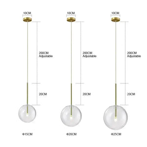 Clear Glass Ball Bedside Pendant Hanging Lamp - Pendant Lamp