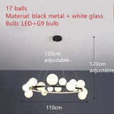 Clear Glass Bubble LED Chandelier Lamp - 17-Black-White / Warm White - Ceiling Light