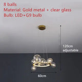 Clear Glass Bubble LED Chandelier Lamp - 8-Gold-Clear / Warm White - Ceiling Light