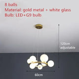 Clear Glass Bubble LED Chandelier Lamp - 8-Gold-White / Warm White - Ceiling Light