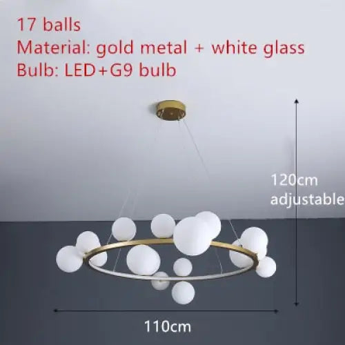 Clear Glass Bubble LED Chandelier Lamp - 17-Gold-White / Warm White - Ceiling Light