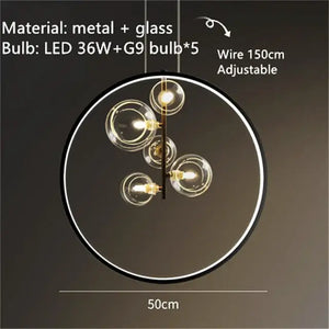 Clear Glass Bubble LED Chandelier Lamp - 6 Lights / Warm White - Ceiling Light