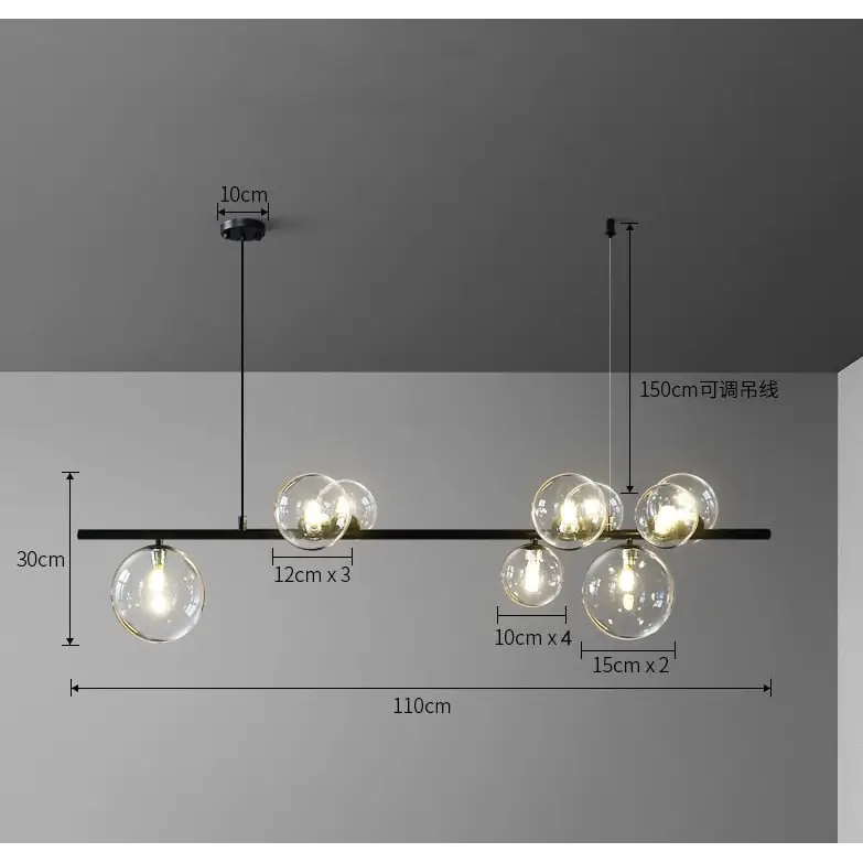 Clear Glass Bubble LED Chandelier Lamp - Ceiling Light