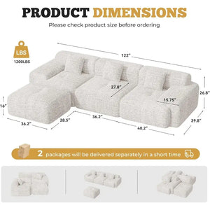 Cloud Haven Modular Chenille Sectional Sofa - United States / Beige - Sofa