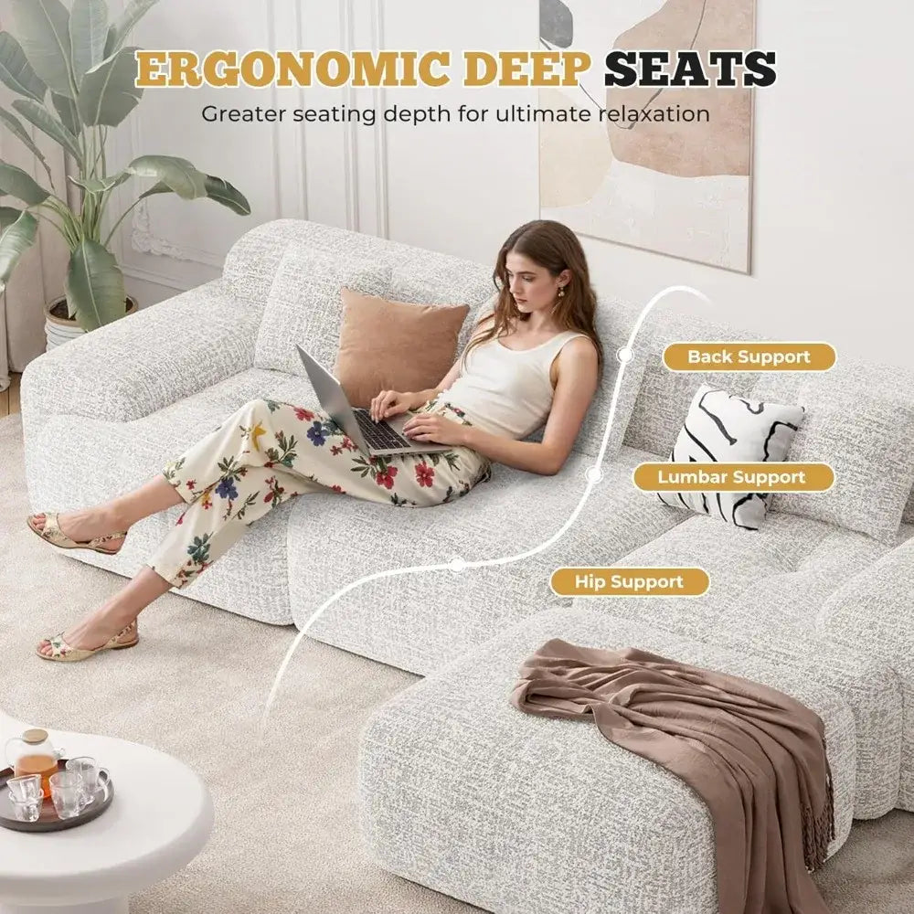 Cloud Haven Modular Chenille Sectional Sofa - United States / Beige - Sofa