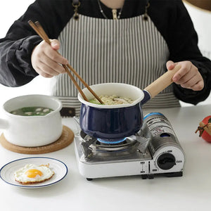 Wood Enamel Single Handle Pot - Cookware set