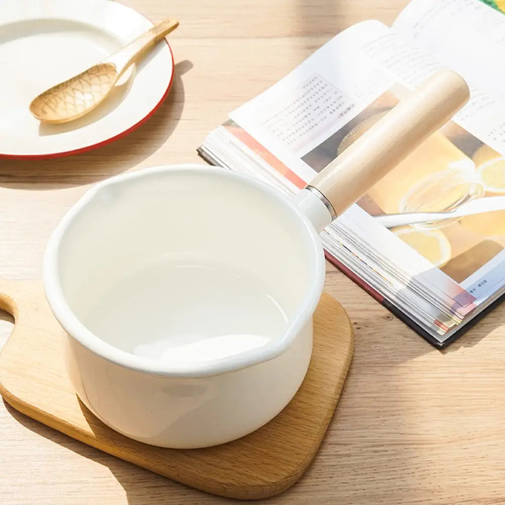 Wood Enamel Single Handle Pot - Cookware set