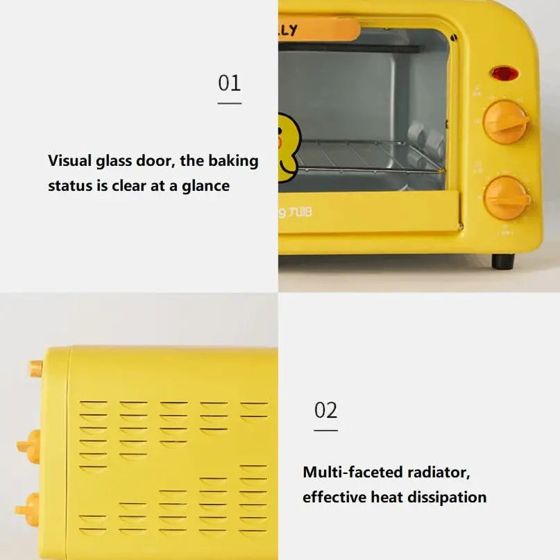 Compact Mini Electric Oven 10L Pink Yellow - view 5