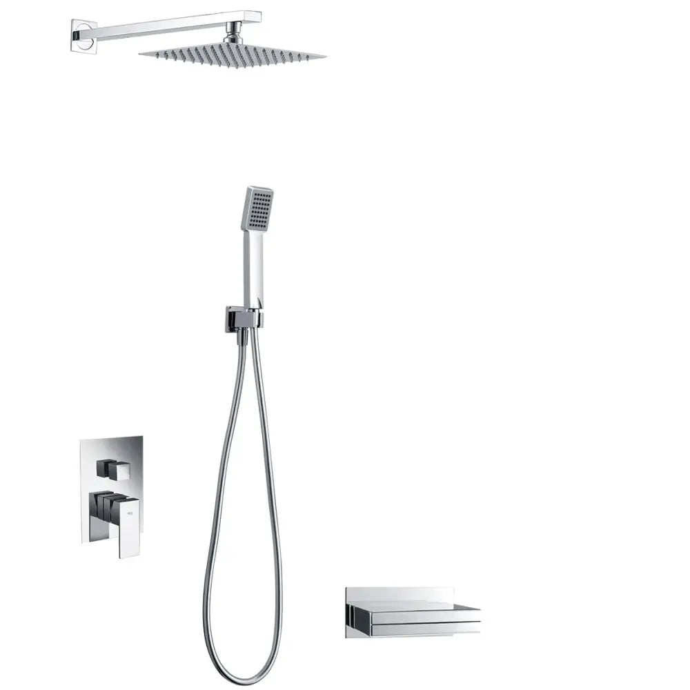 Chrome single handle modern shower set with sleek contemporary design