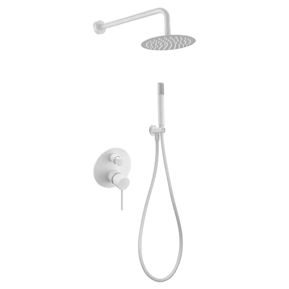 Matte white single handle modern shower set with built-in design