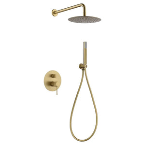 Brushed Gold Single Handle Recessed Shower Set, main product view