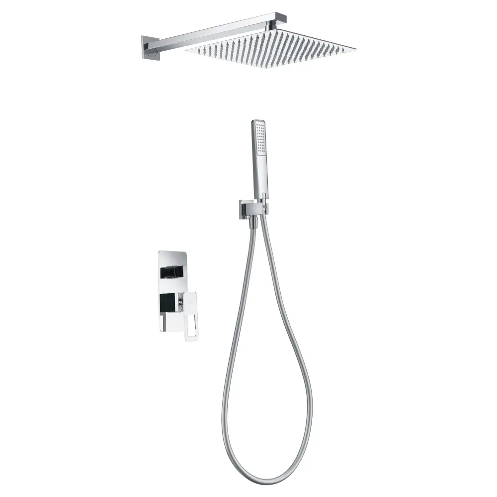 Chrome single handle recessed shower set with modern minimalist design
