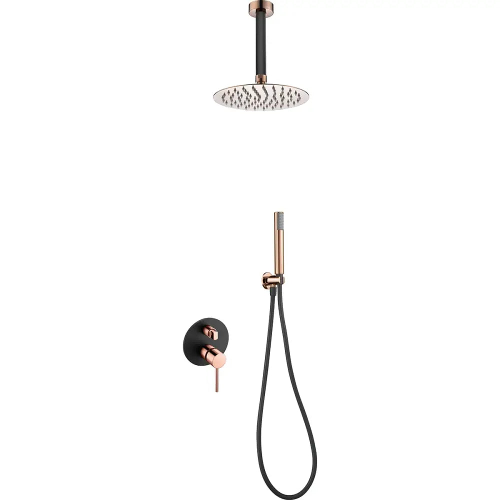 Black rose gold single handle built-in shower set fixture