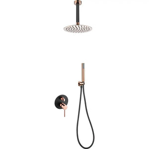 Black Rose Gold Built-in Shower Set Single Handle, main product view