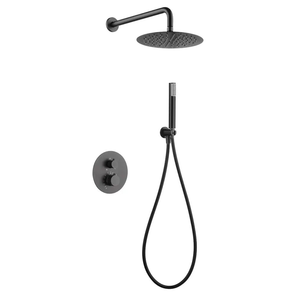Black gun metal built-in thermostatic shower set with modern design