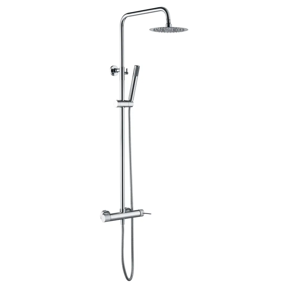 Chrome single handle shower set with modern minimalist design