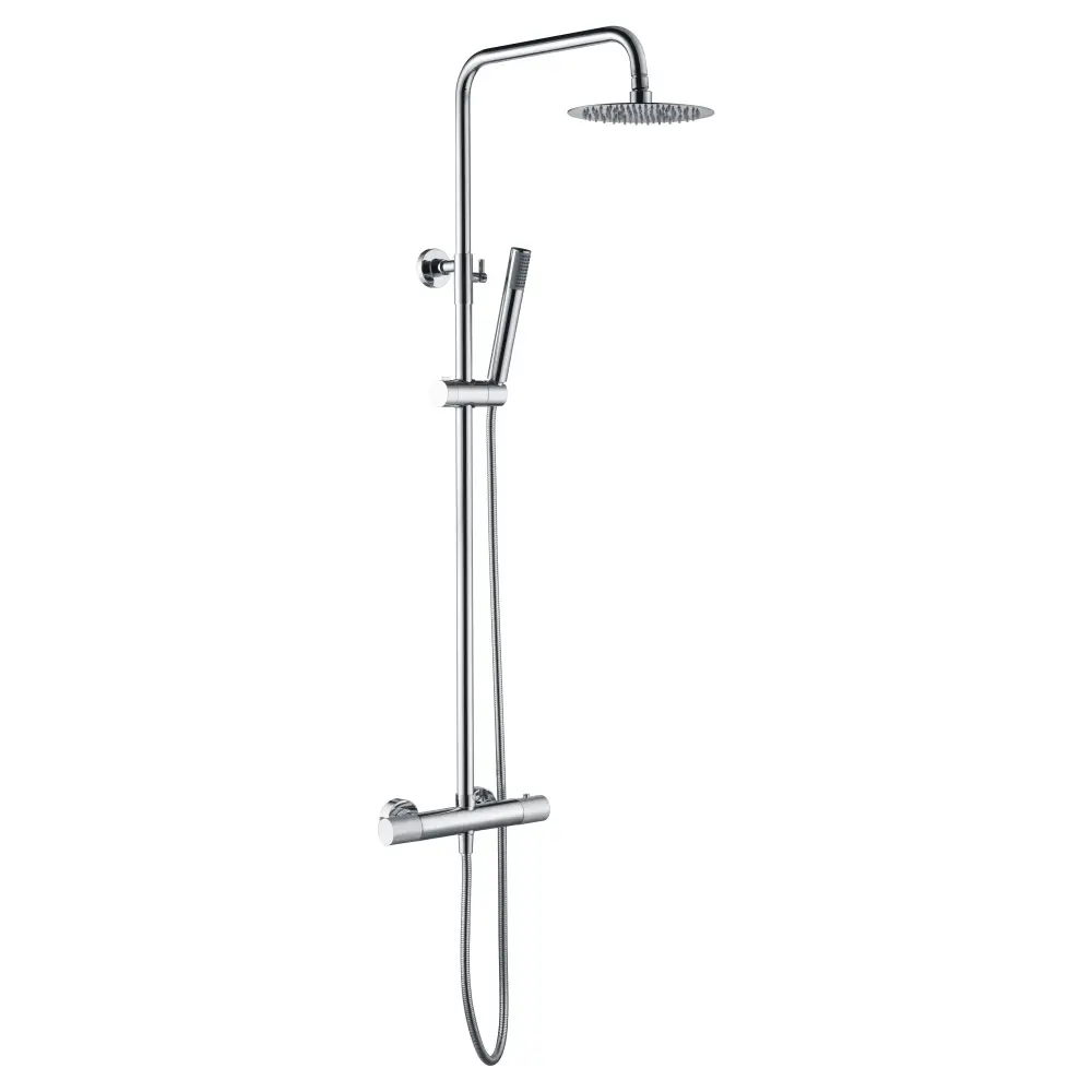Chrome thermostatic shower set with modern design and sleek fixtures