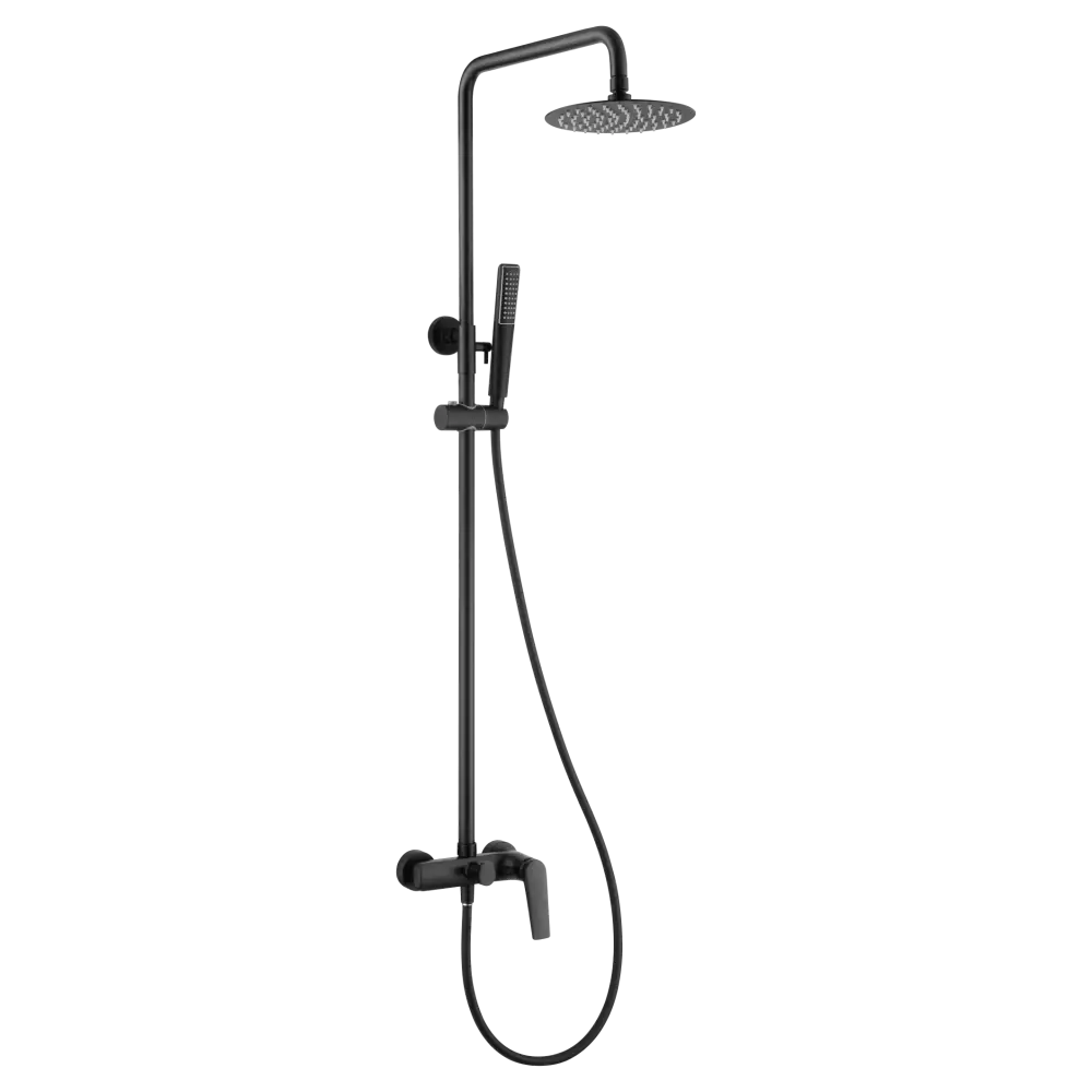 Matte black modern shower set with single handle faucet design