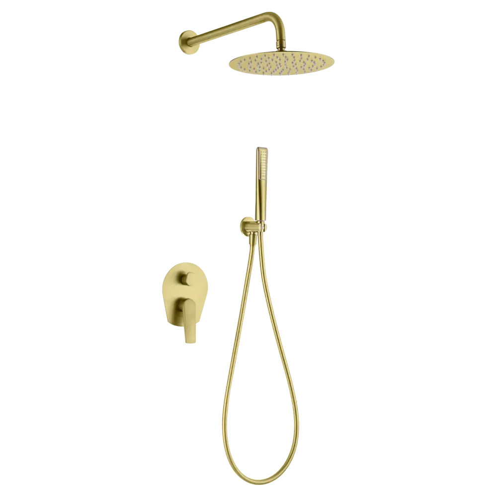 Brushed gold built-in shower mixer set with single handle control