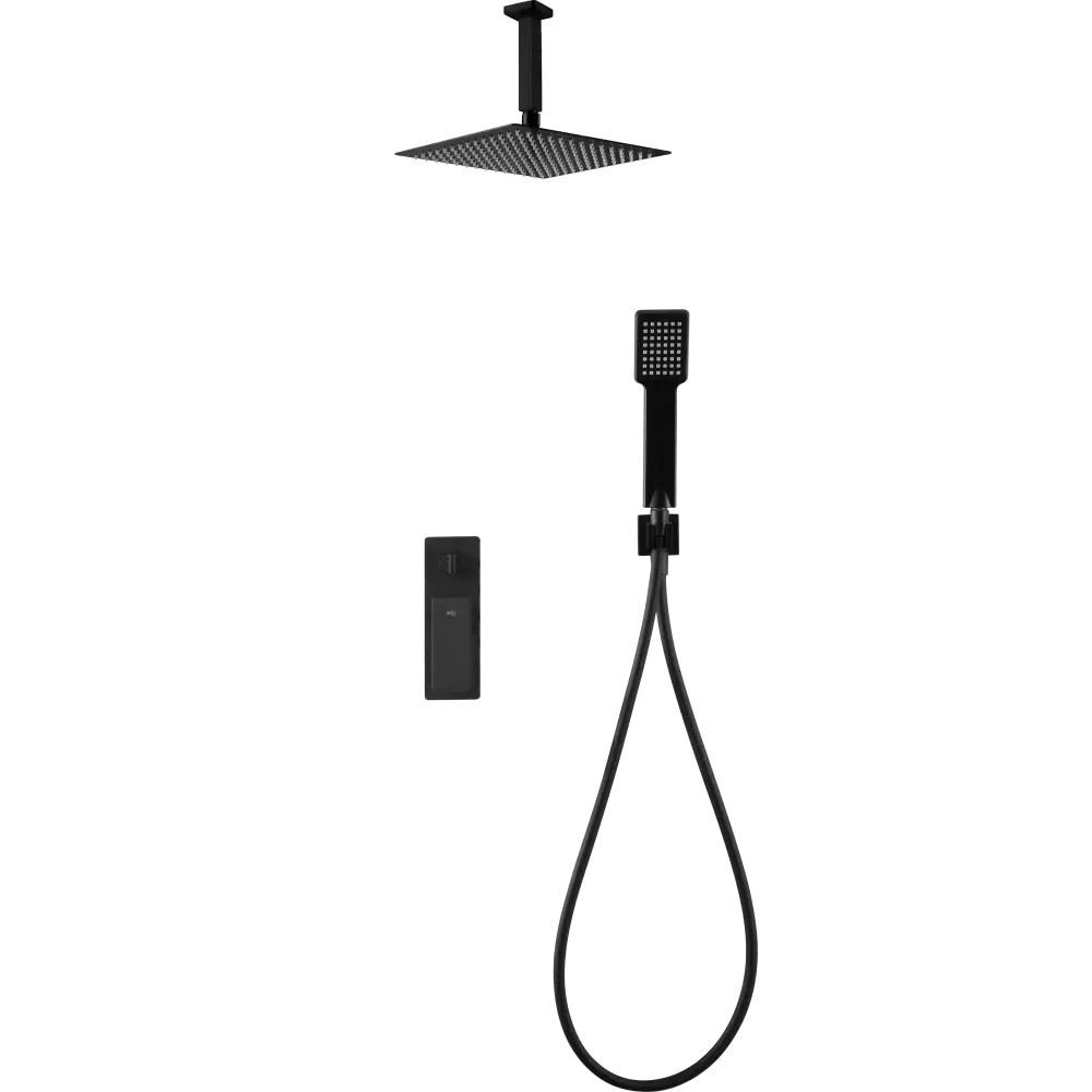 Matte black single-lever built-in shower set with sleek modern design