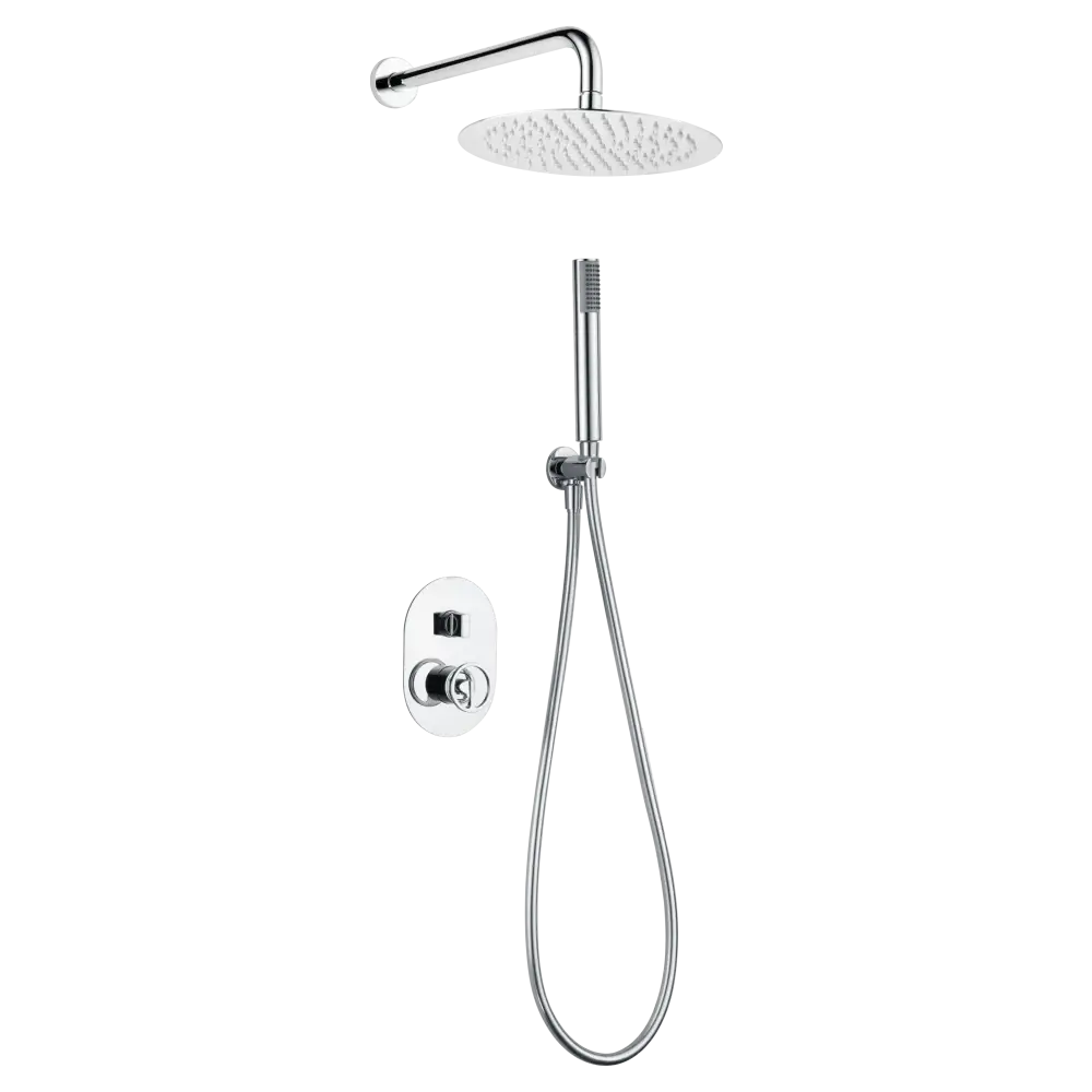 Olimpo chrome recessed shower set with single handle monomando design