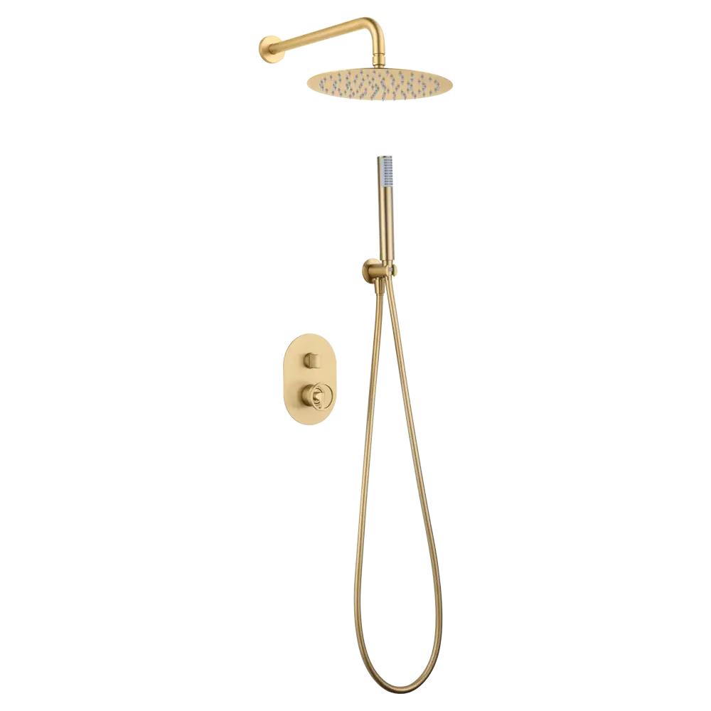 Brushed gold single handle built-in shower set with modern design