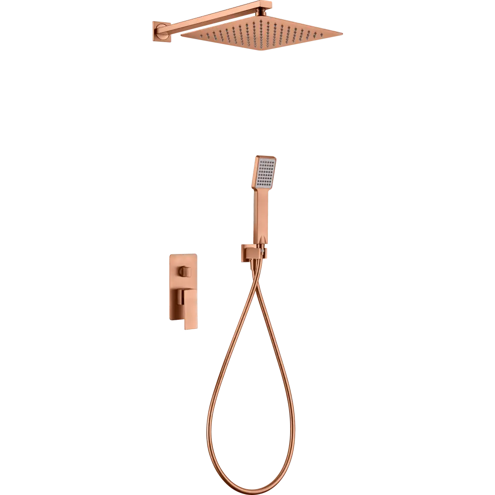 Brushed rose gold single lever shower mixer with modern minimalist design