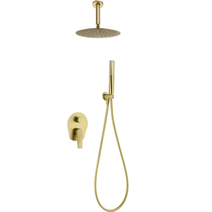Brushed Gold Recessed Single-Lever Shower Set, main product view