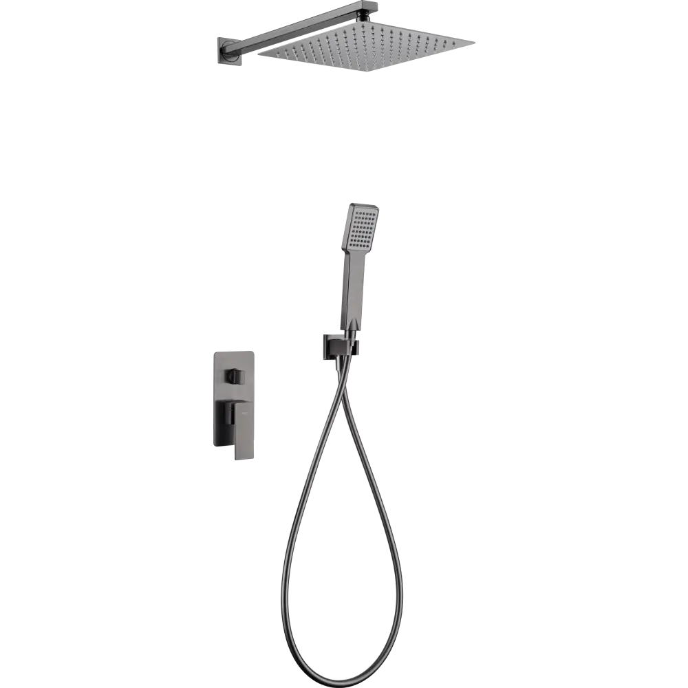 Black gun metal single handle built-in shower set modern design