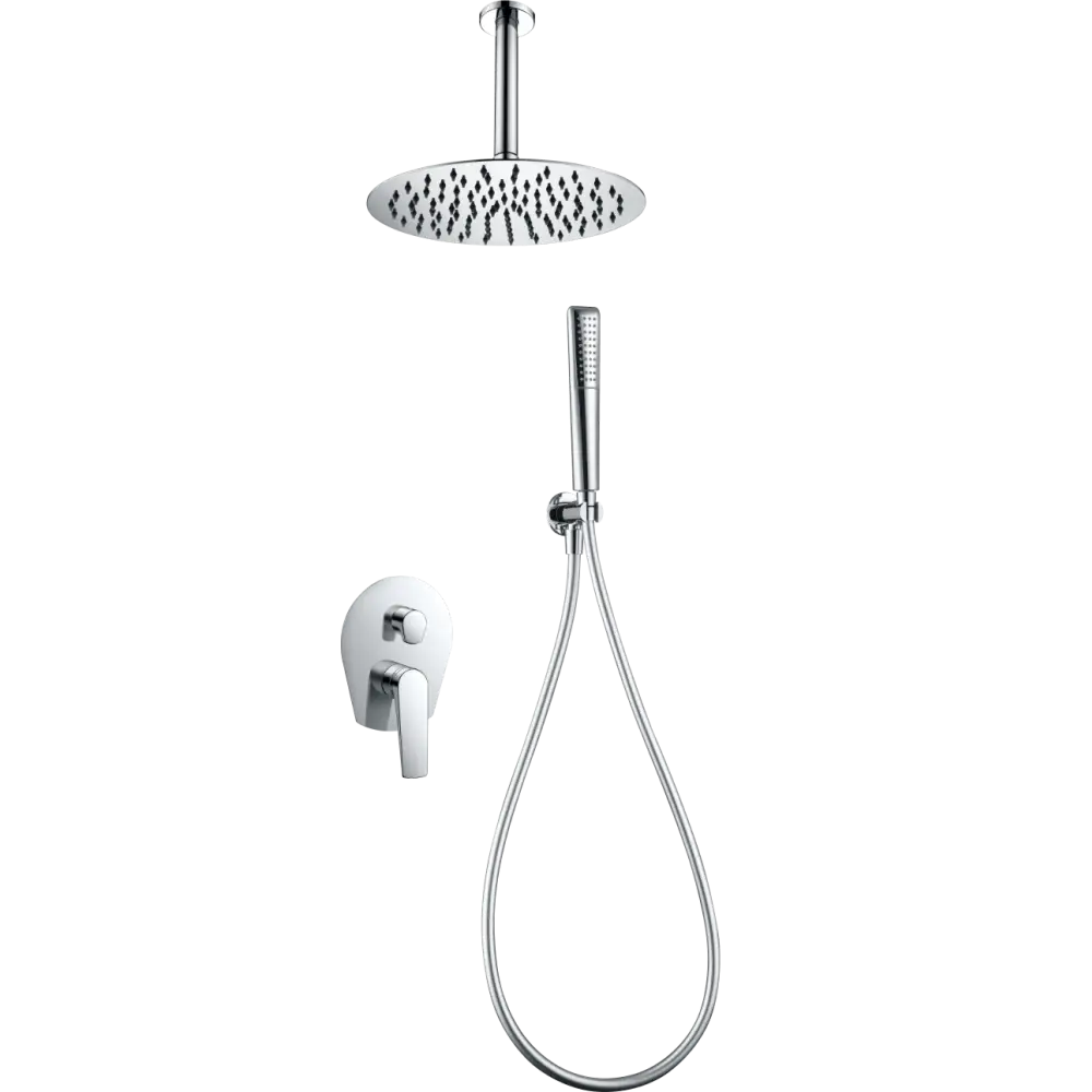 Chrome single-lever recessed shower set with monomando design and modern finish