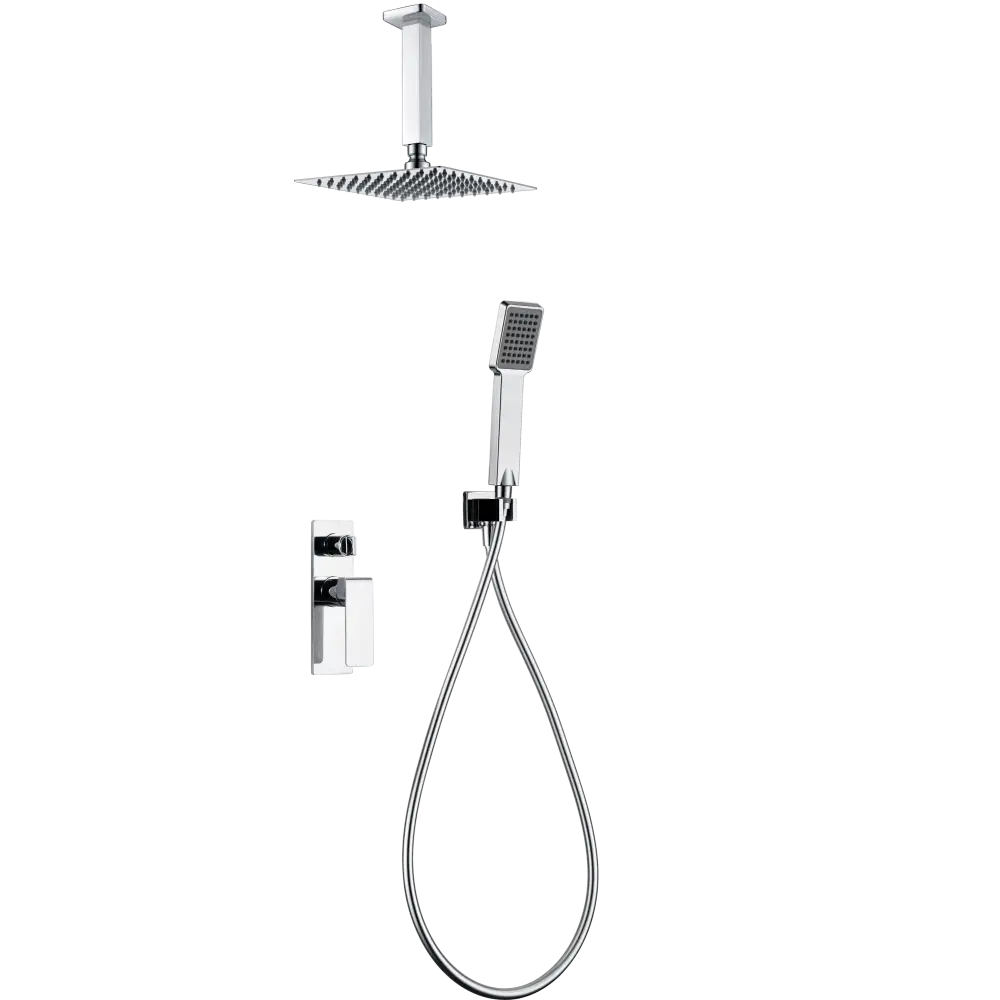 Chrome single handle recessed shower set with modern minimalist design
