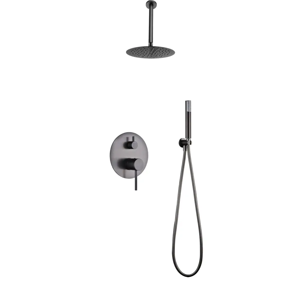 Black gun metal built-in single handle shower set with modern design