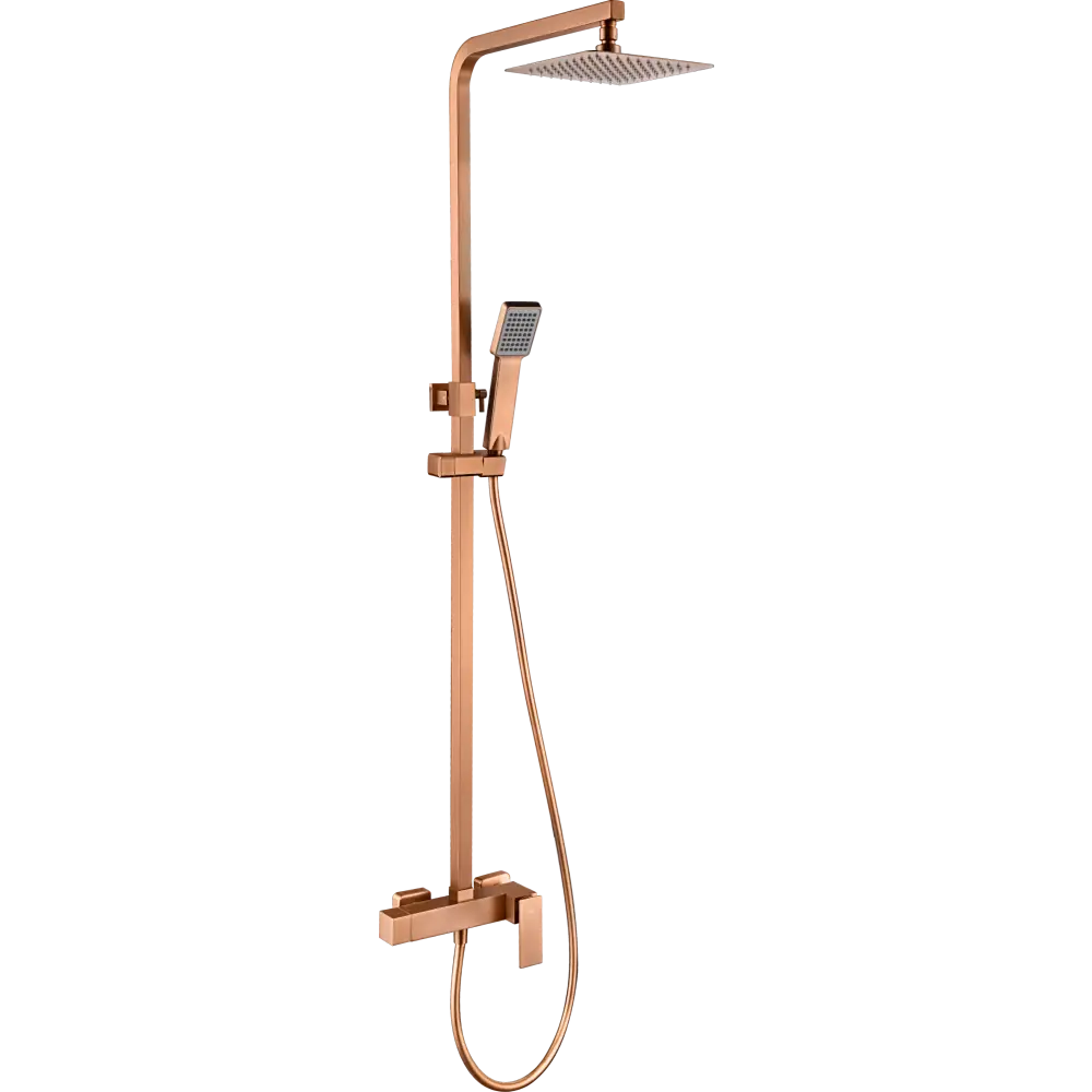 Brushed rose gold single handle shower set with modern monomando design