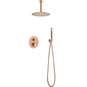Brushed Rose Gold Thermostatic Shower Set Built-In, main product view