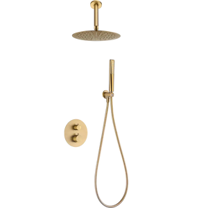 Salerno Brushed Gold Thermostatic Shower Set, main product view