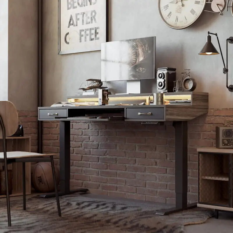 Brooklyn LED Electric Standing Desk with Drawers - Executive Desk
